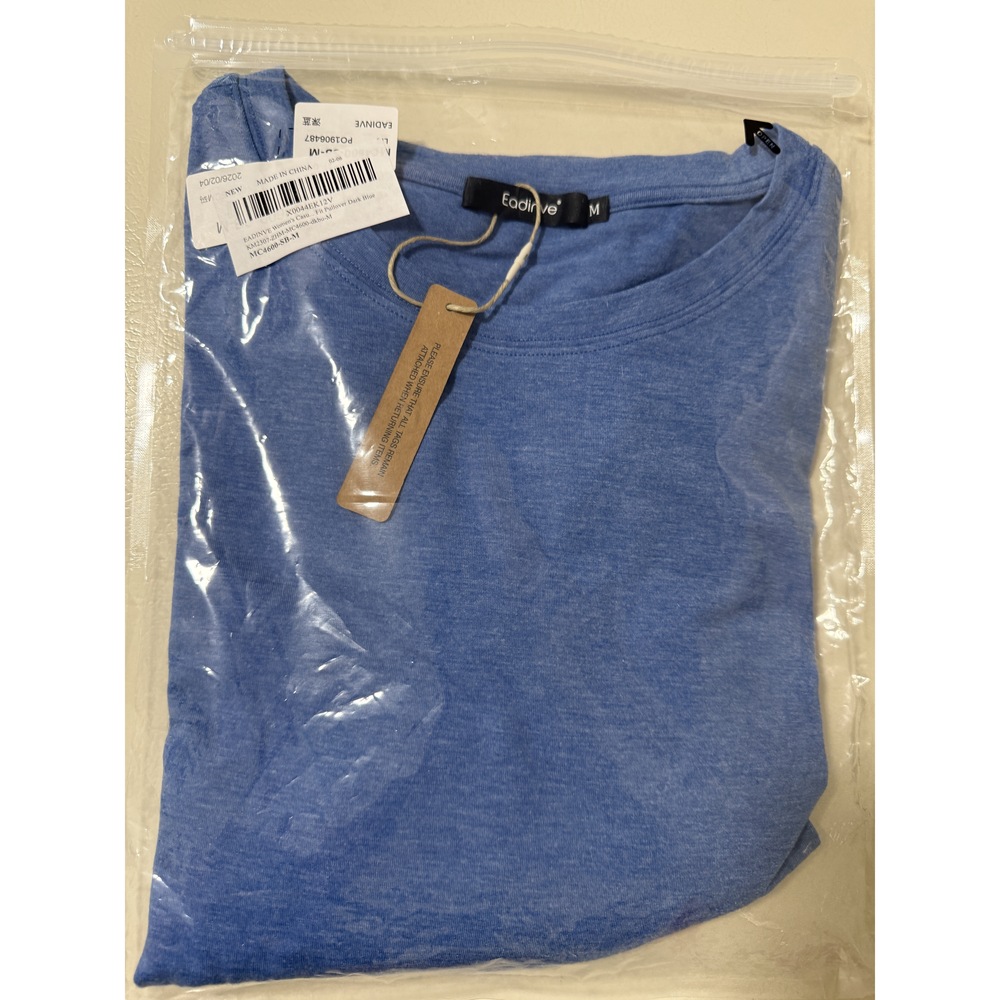 Dark Blue 3/4 Sleeve Tunic Top, Crew neck, loose fit. Size M - Picture 7 of 9